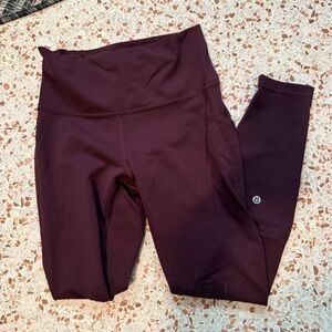 Lululemon wunder train pockets goodnight plum